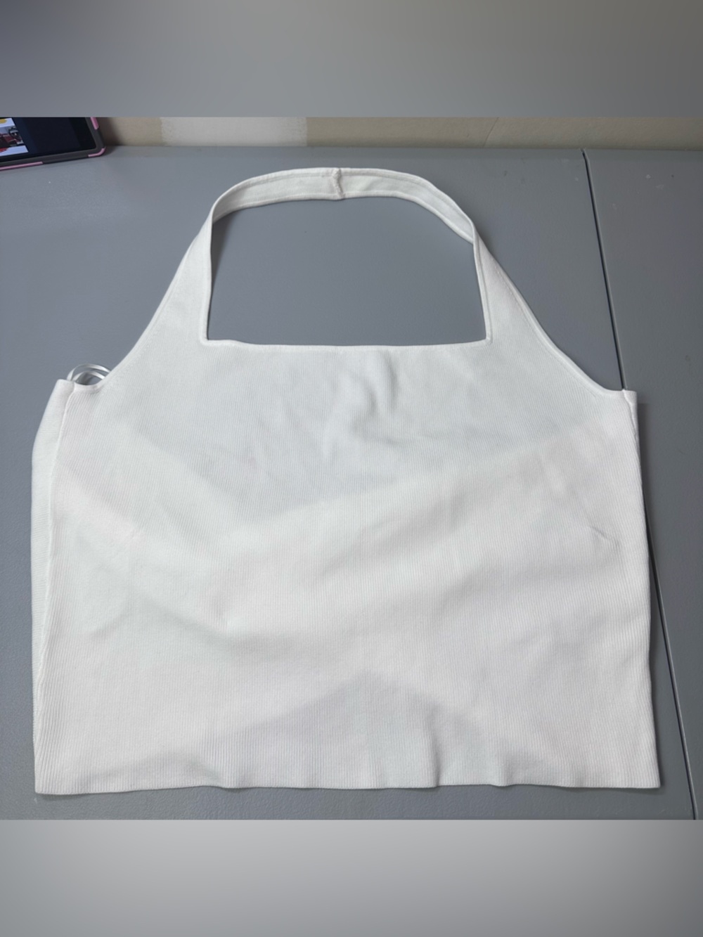 COTTON ON‎ CURVE White Sleeveless Ribbed Halter Top